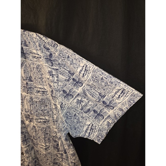 Favant Hawaiian Floral Short Sleeve Button-Up Shirt Mens‎ Size XL Blue - Picture 2 of 7